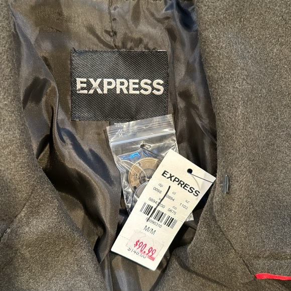 NWT Express Army Green Wool Pea Coat - Picture 3 of 4